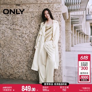 ONLY2024夏季新款时尚通勤风绑带中长款风衣外套女|124236011