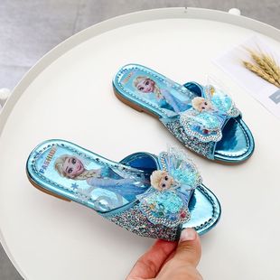 巴拉巴柆韩系韩系女童拖鞋可爱儿童爱莎公主鞋2024夏季凉拖鞋宝宝