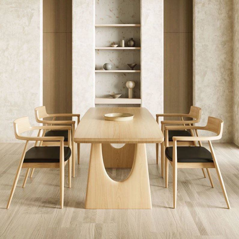 日式风格餐桌日式实木餐桌椅组合家用小户型侘寂风长方形原木创意