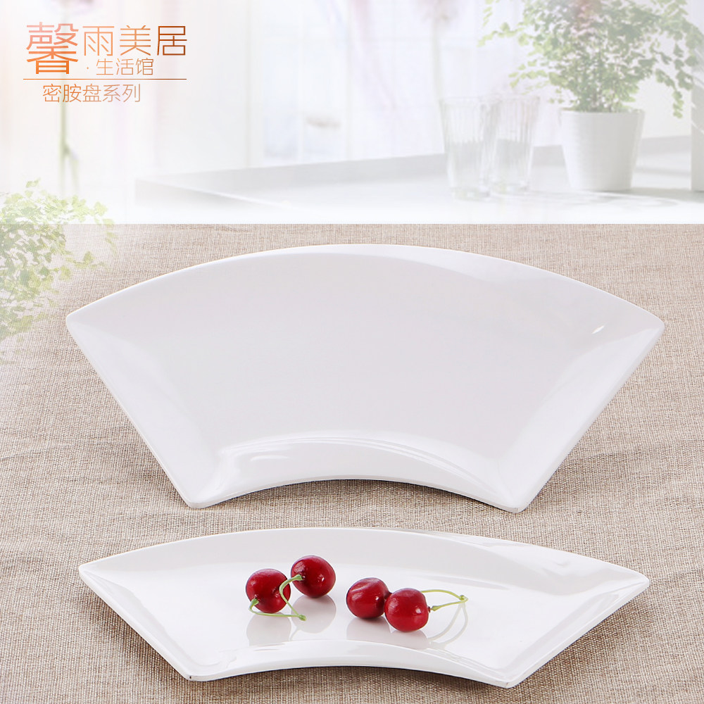 a5密胺仿瓷餐具扇形平盘酒店炒菜盘塑料盘子凉菜盘西餐盘火锅店盘