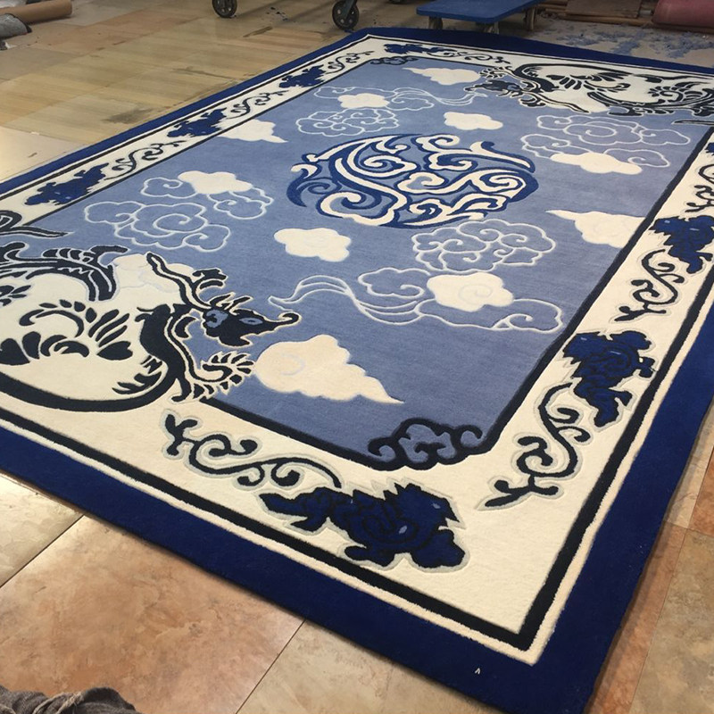 新品手工花卉晴纶地毯客厅茶几卧室床边满铺加厚腈纶可定制水洗