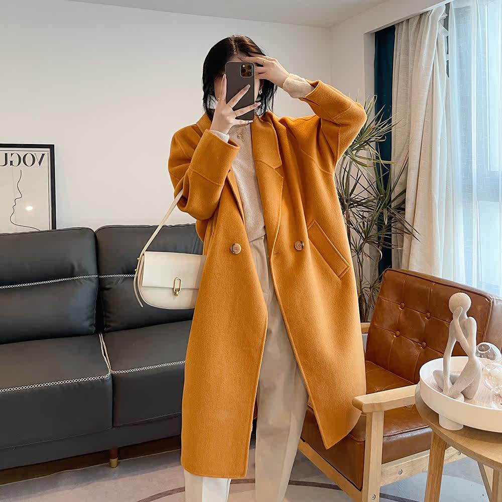 宽松茧型羊毛呢子大衣