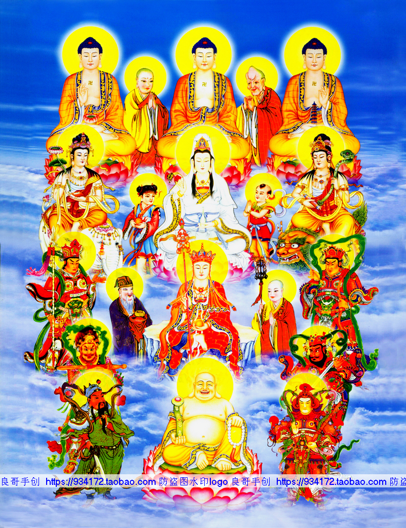 一折弥勒十字绣_线绣 包邮满绣印花印布 佛祖 弥勒佛 五堂佛 全堂佛