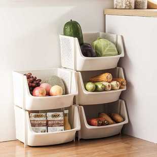 菜篮子置物架厨房蔬菜收纳架塑料筐子家用果蔬零食水果台面置物筐