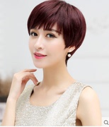 Middle-aged and elderly wig female short hair short curly hair mother short hair wig natural realistic real real hair wig female hair set