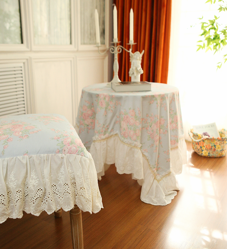 促法式韩式兰玫瑰重工绣花蕾丝纯棉桌布盖布茶几布沙发盖布电视厂