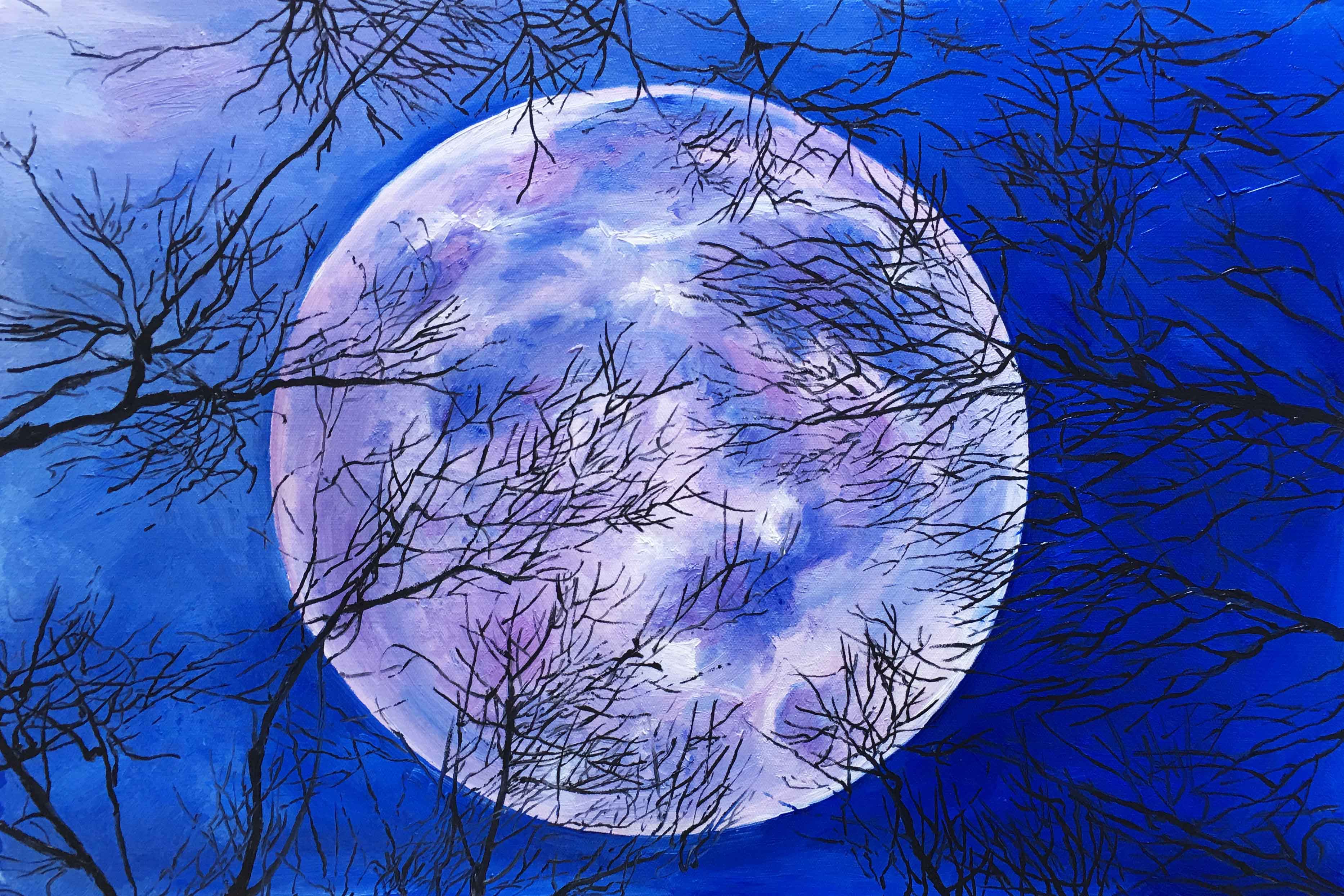 张汉羽 《月下邀明月》 布面油画