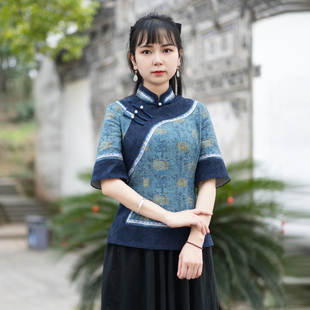 筠雅改良唐装上衣女中国风2023年新款年轻中式盘扣茶服女装居士服