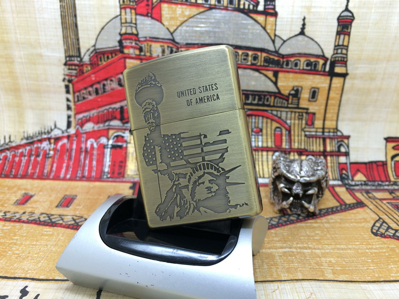 原装 1997年K全新熏铜蚀刻自由女神像防风打火机 ZIPPO