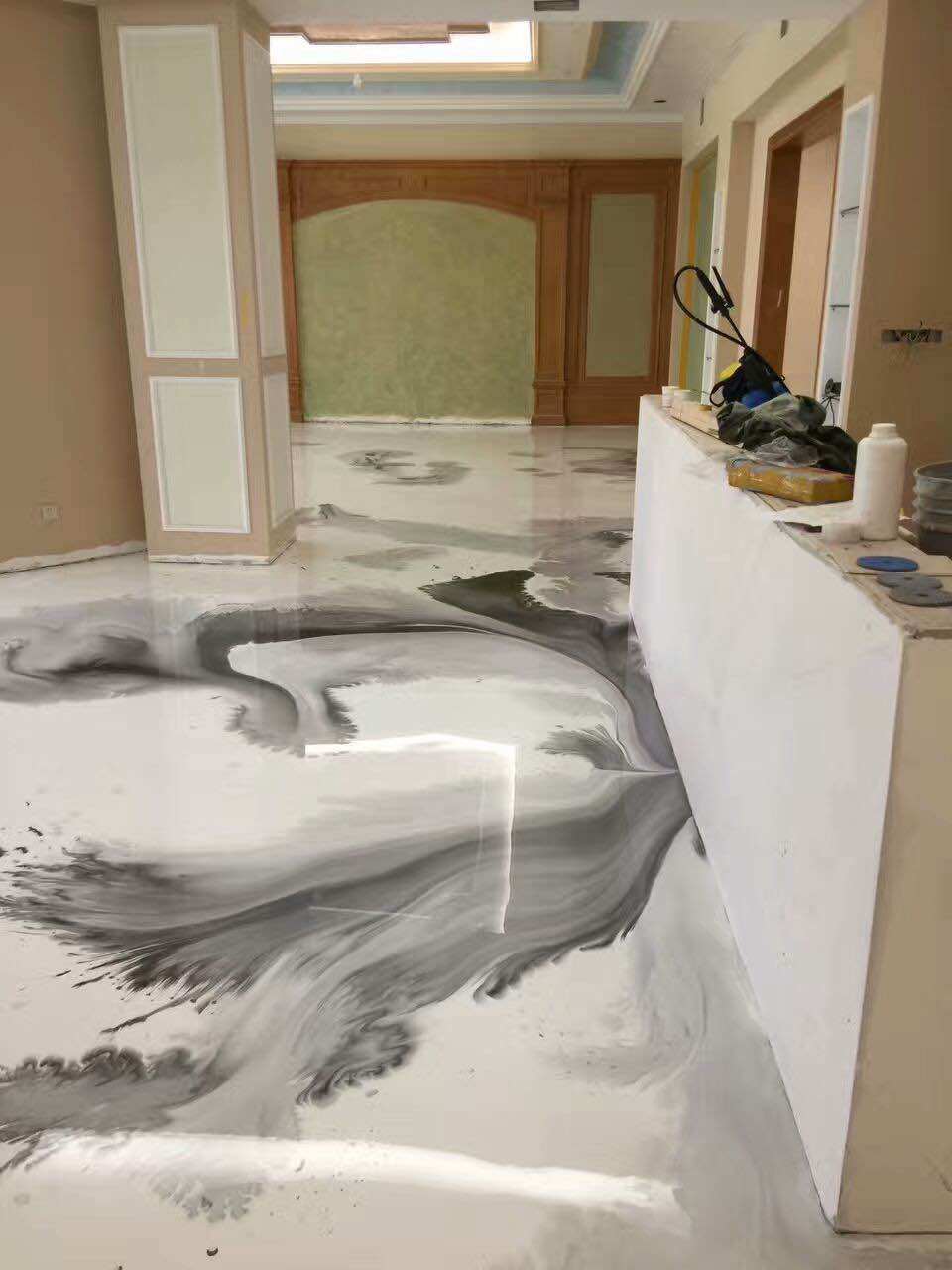 环氧树脂地坪漆耐磨创意复古水墨漆diy复古水泥地板艺术漆美白牌已售