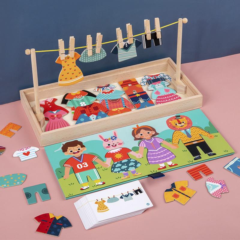 Kids Drying Rack Clothes Dress-Up Jigsaw Puzzle Logical Thin