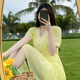 2024新款黄色连衣裙女夏季仙气法式温柔雪纺茶歇小众设计显瘦裙子