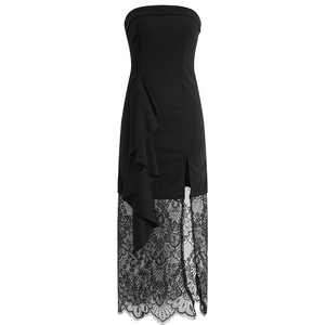 Spot ~ live video new celebrity Dress Medium and long lace patchwork Strapless split thin dress