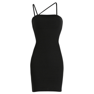 Versatile black suspender dress