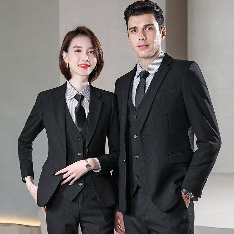 男女同款秋冬商务西服套装修身弹性西装正装工作服职业装工装礼服-泡