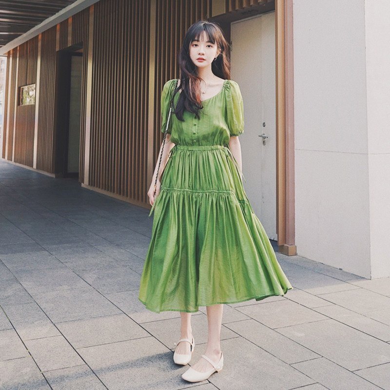 牛油果绿连衣裙夏-特价促销-优惠券领取-价格|多少钱|什么牌子好-35