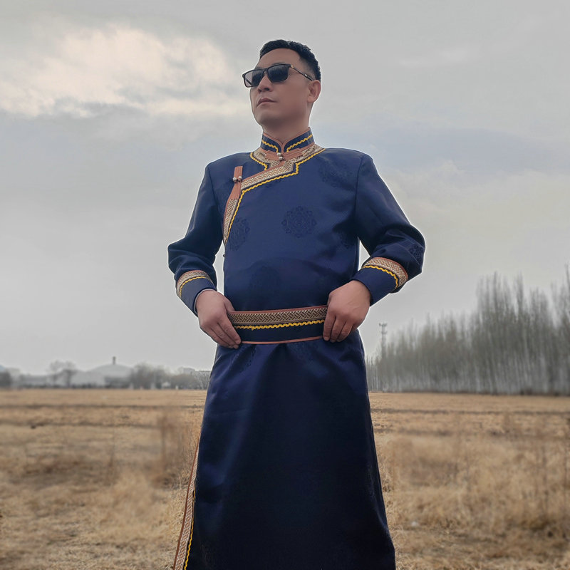 新款蒙古舞蹈演出艺考服装男士长款舒