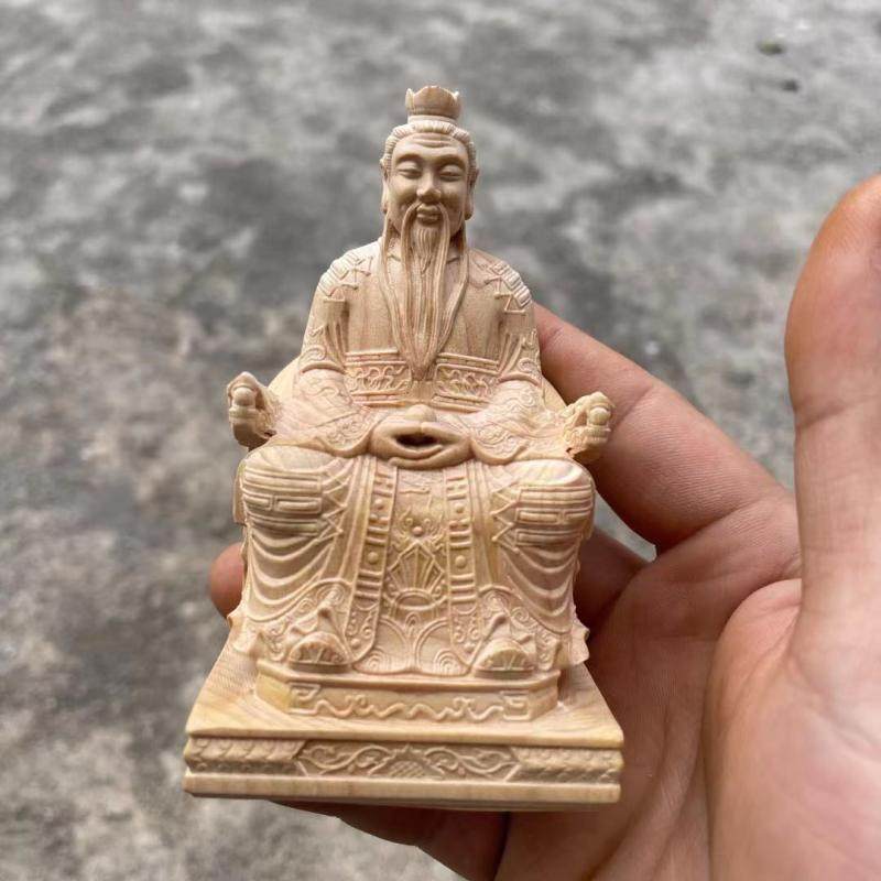 崖柏木雕三清神像供奉家用小摆件太上老君人物元始灵宝道德天尊像