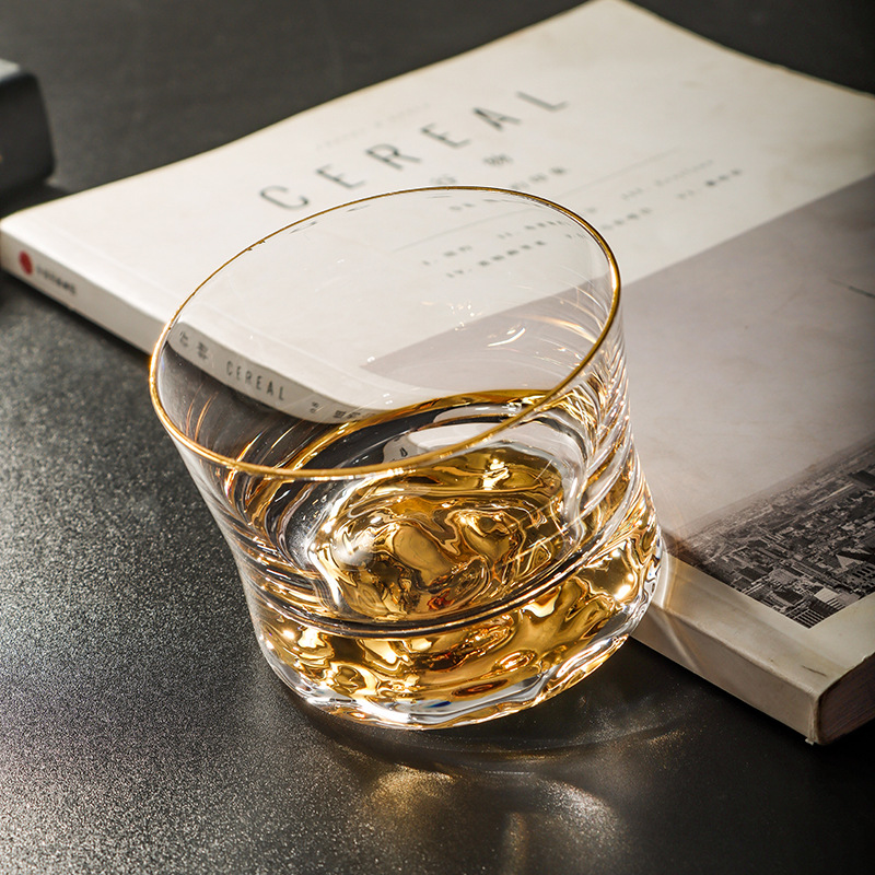 高档洋酒杯弧形金山玻璃杯白酒杯威士忌松石杯子精致酒器男士礼物