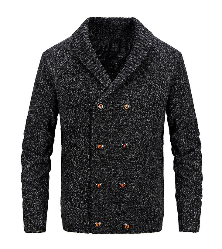 开衫青果领毛衣