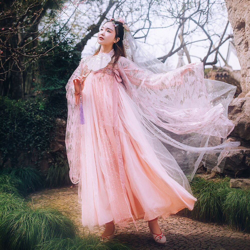汉服女鲛人泪广袖流仙裙齐胸襦裙大袖衫花嫁传统日常古装仙女飘逸
