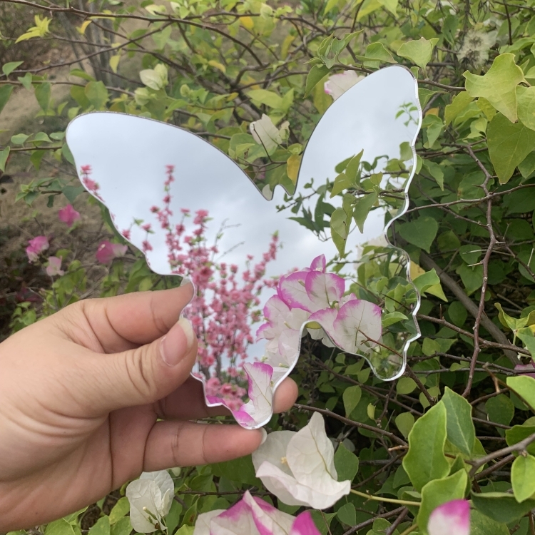 明星同款蝴蝶镜子居家背景墙装饰亚克力仿玻璃镜子防碎粉嫩少女心