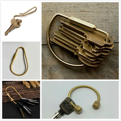 Modern纯铜钥匙扣黄铜复古男士汽车钥匙圈环挂件简约创意生日礼物