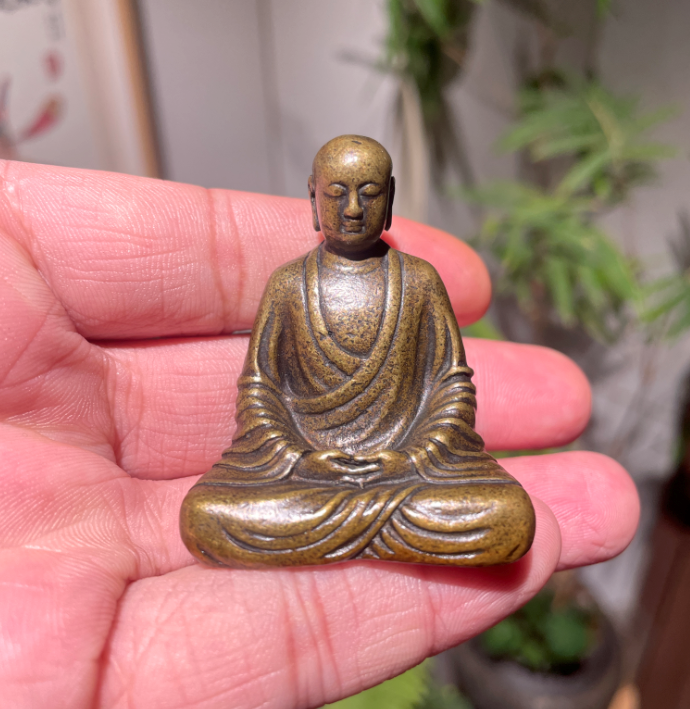 够用就好黄铜随身小佛地藏王菩萨像车载禅意汽车摆件口袋迷你小佛