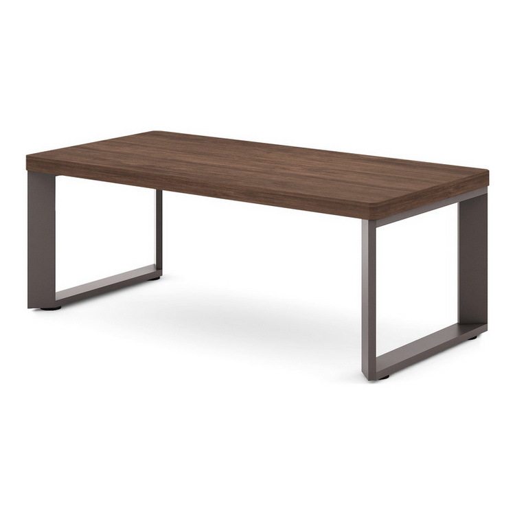 伟豪办公家具简约茶几商务接待沙发茶几组合钢架胡桃木板式小茶台