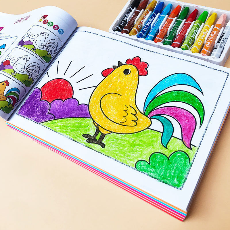 儿童涂色本宝宝学画画书2-3-6岁幼儿园启蒙涂鸦填色绘画册图画本