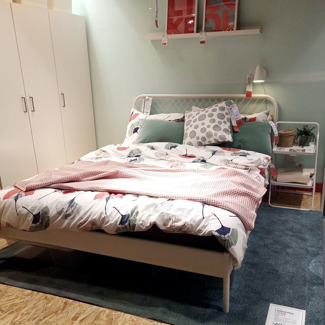 ikea宜家国内代购单人铁艺床奈斯顿公主床简约双人金属床北欧简约