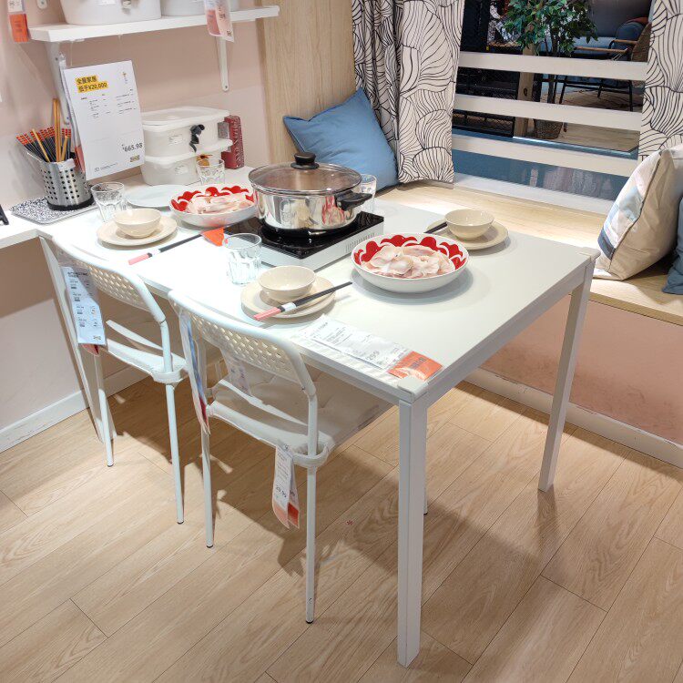 淘宝￥299折后价￥299宜家麦托桌子白色吃饭桌白色欧式客厅家用小户型