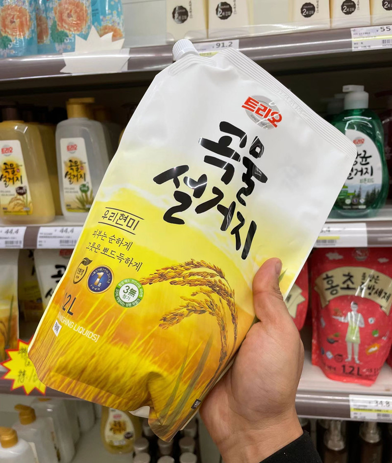 韩国进口爱敬植物谷物洗洁精米糠小麦果蔬餐具中性洗涤剂l补充袋