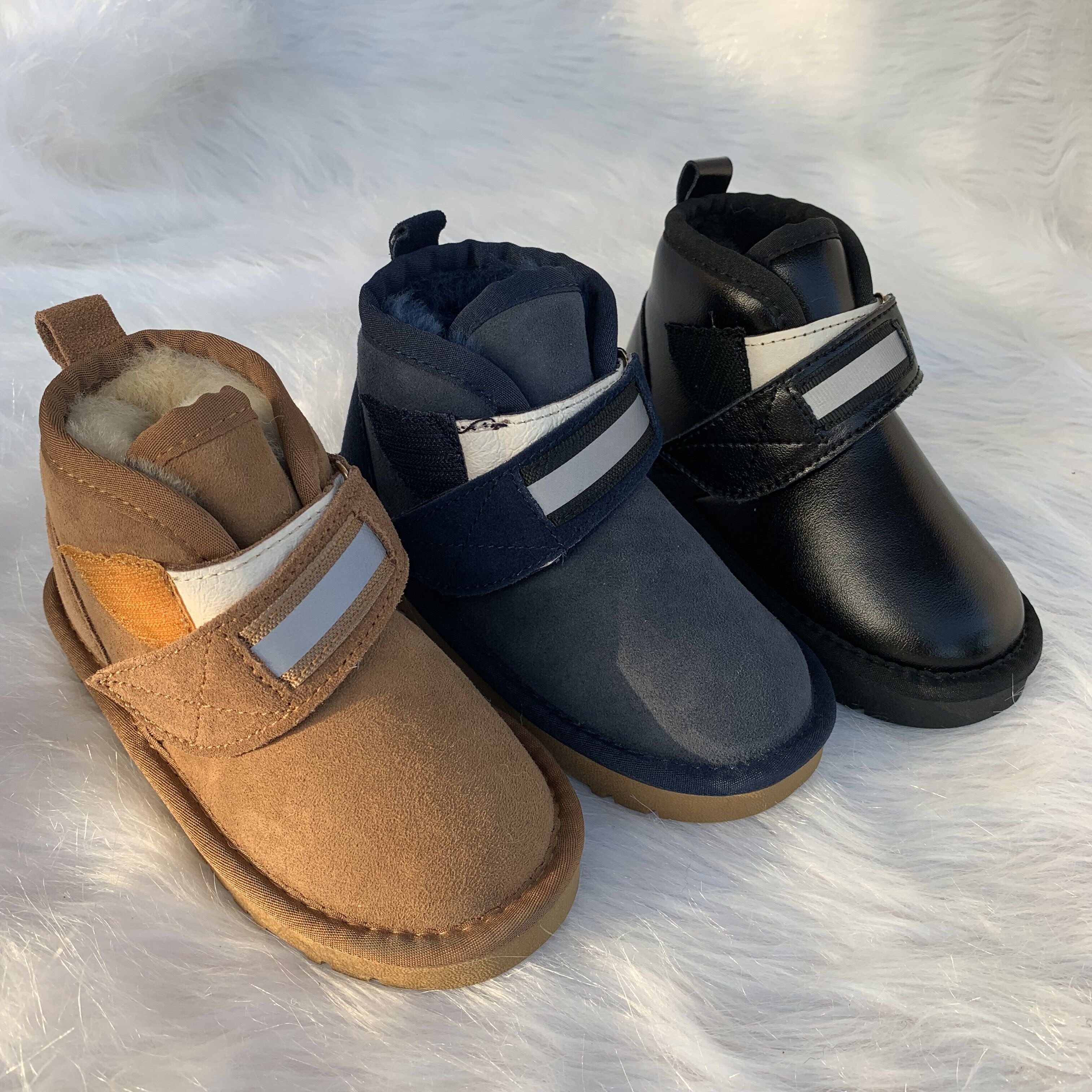 2022新款esТugg儿童雪地靴澳洲皮毛一体男童女童魔术贴防水童鞋