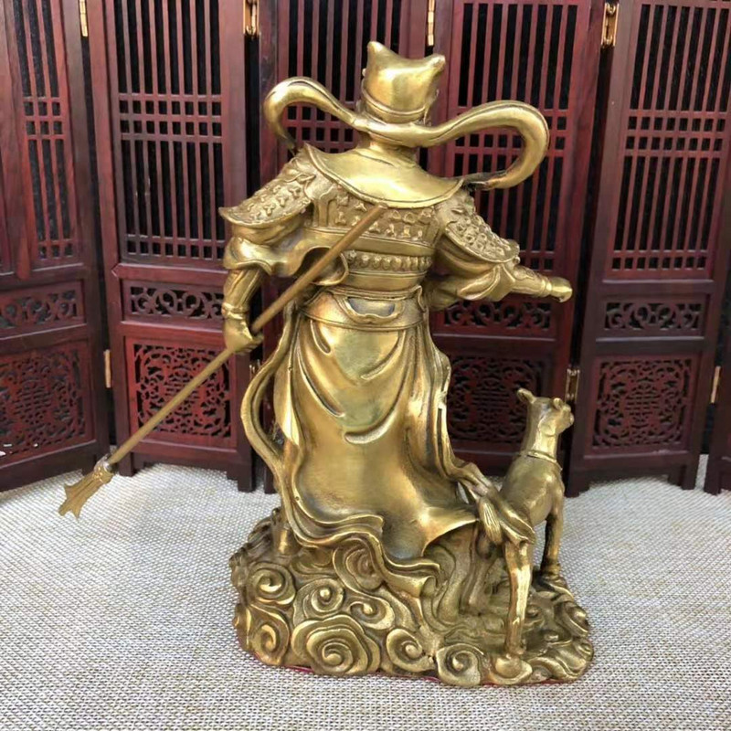 开光纯铜二郎神摆件灌口杨戬铜像二郎真君金华太子神像风水工艺品