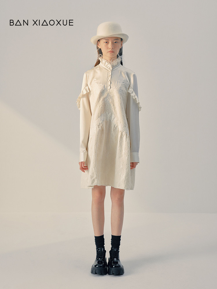 班晓雪设计师品牌女装新款原创新潮拼接式刺绣连衣裙女