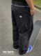 印花BigBoyJeans宽松老爹裤阔腿牛仔长裤滑板直筒阔腿黑色牛仔裤