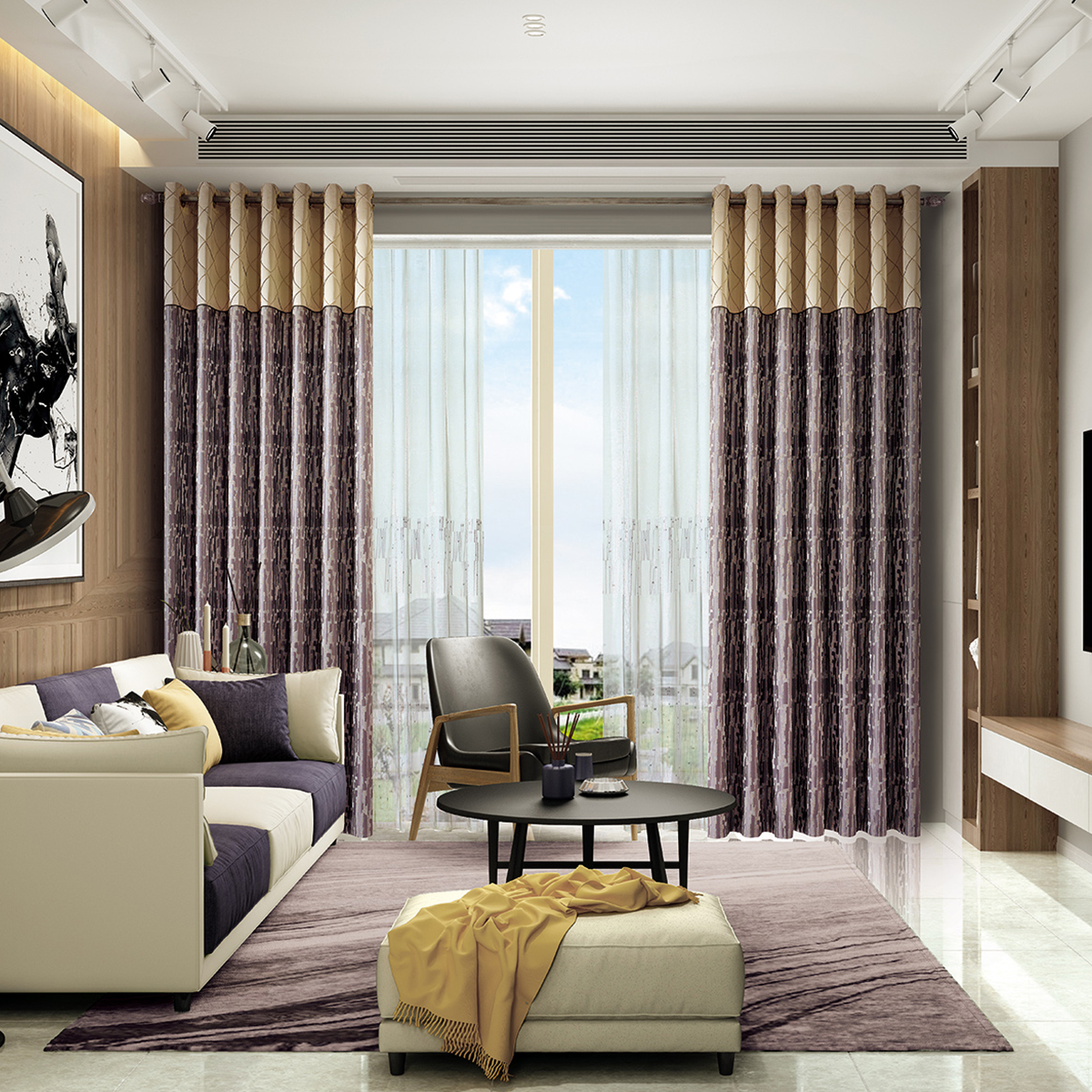 伊莎莱软装 中式窗帘全遮光客厅窗帘成品高档大气 遮阳落地飘窗帘