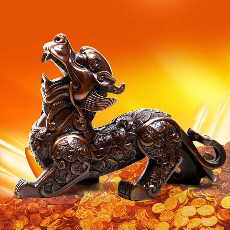 慈风阁开光纯铜金钱貔貅摆件大小号风水招财镇宅家居客厅一对包邮_5折