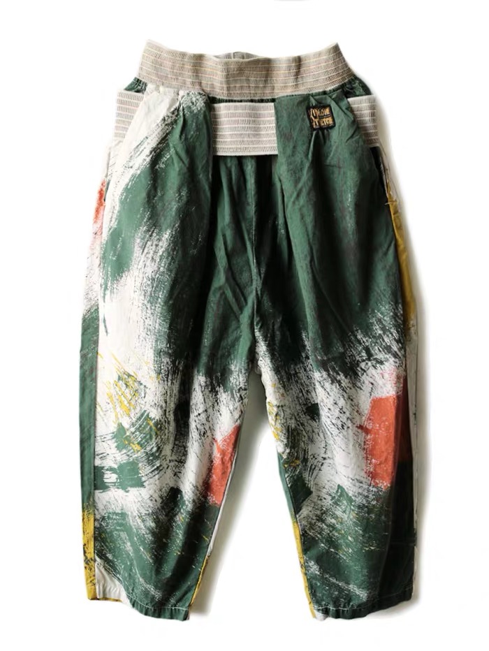 19AW kapital 平田和宏 纯棉拼色 魔术贴松紧腰带 男女款休闲裤|ruв категории Мужская одежда, брюки - от Buy2taobao.com для оказания профессиональной услуги покупки агента Taobao