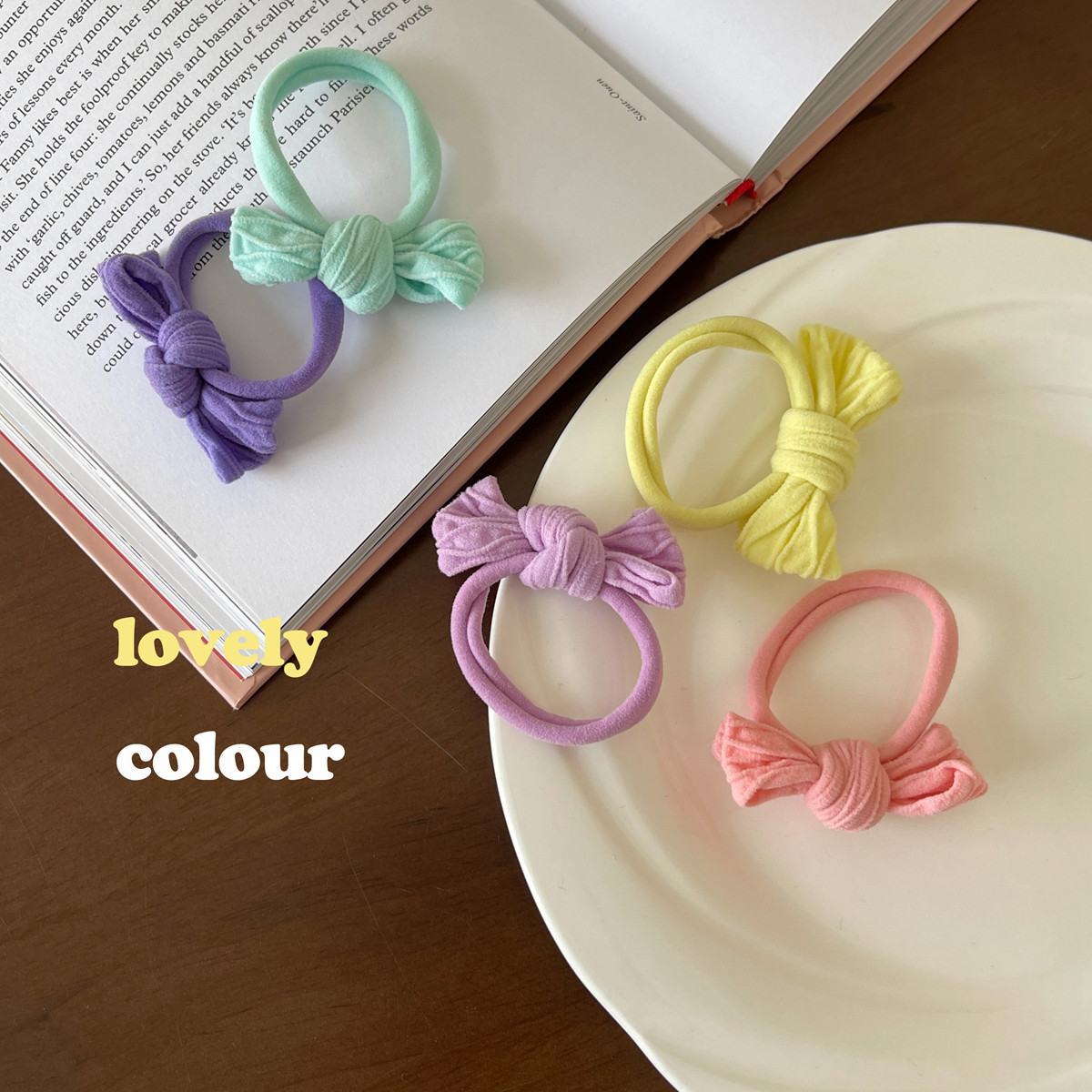 渐变糖果色蝴蝶结发绳少女心百搭高弹力发圈头绳皮筋皮套日韩发饰