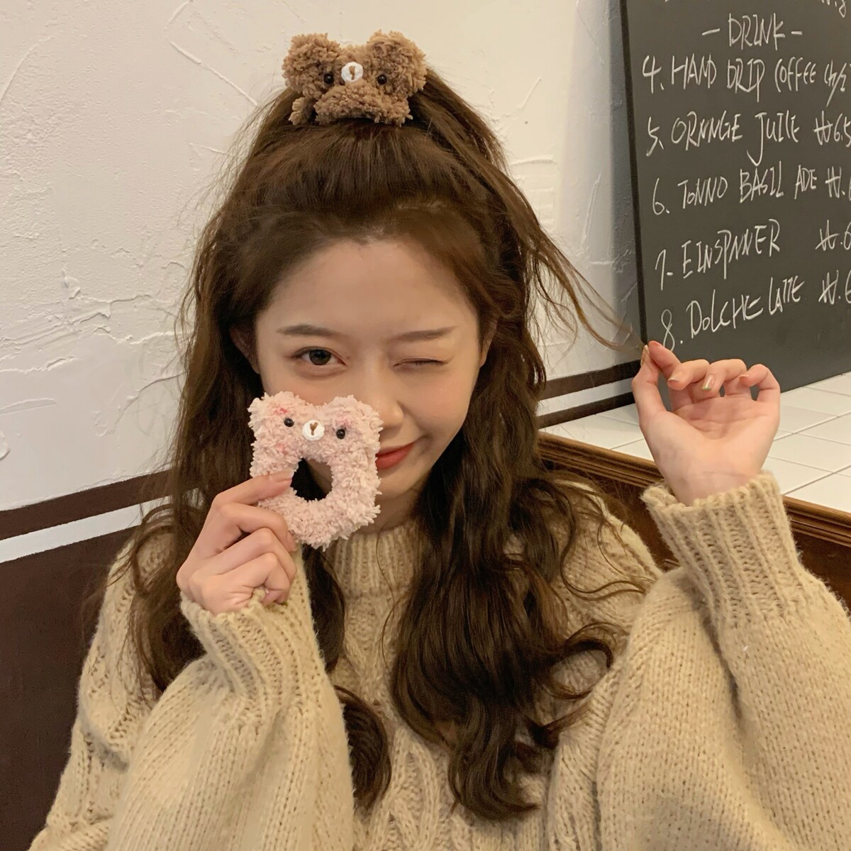 软绵熊崽崽~可爱毛绒小熊发绳少女心发圈头绳皮筋日韩发饰女秋冬