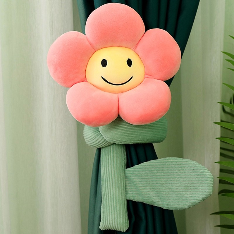 可爱太阳花玩偶毛绒玩具仿真花小花朵装饰窗帘扣挂饰网红娃娃女孩