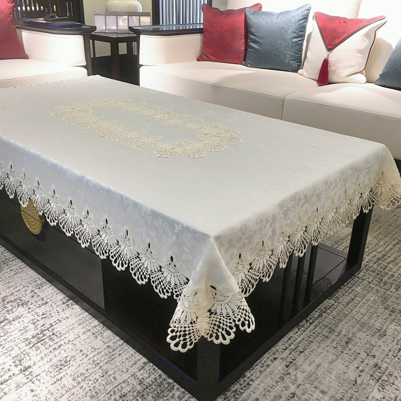 茶几桌布家用轻奢网红布艺新中式长方形餐桌布方桌布欧式蕾丝套罩