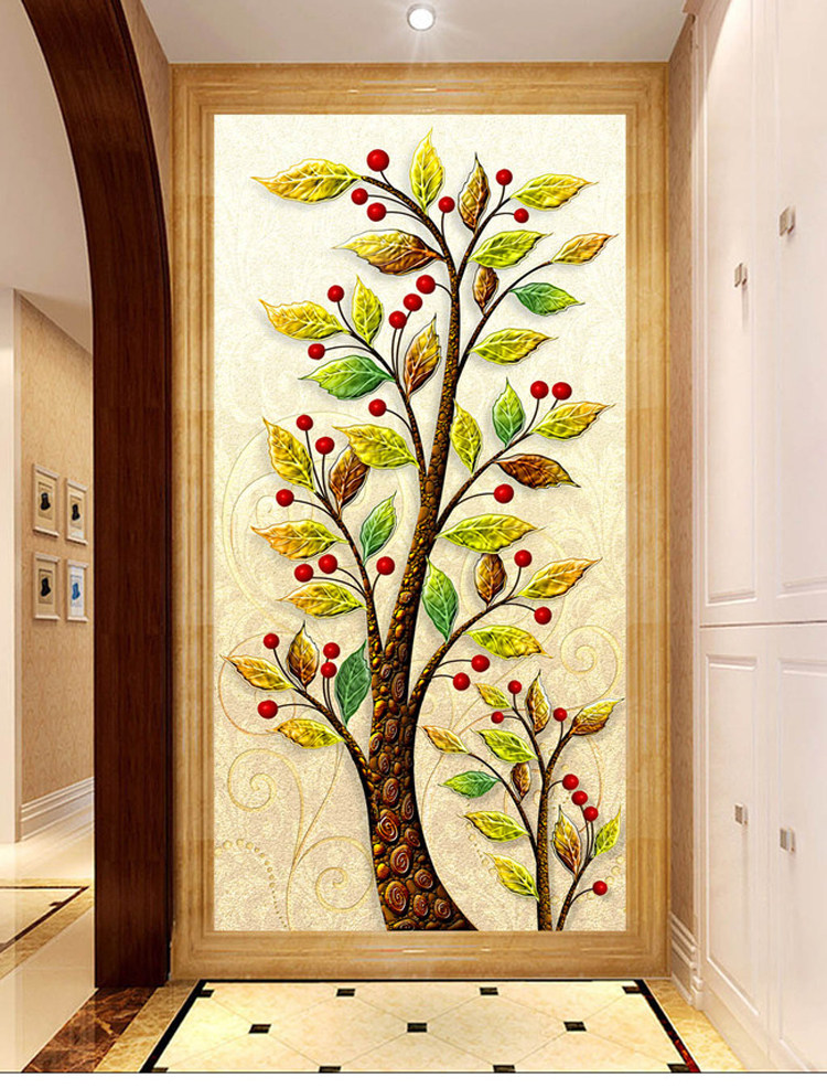 印花dmc十字绣客厅卧室竖版玄关走廊挂画现代简约十字绣套件