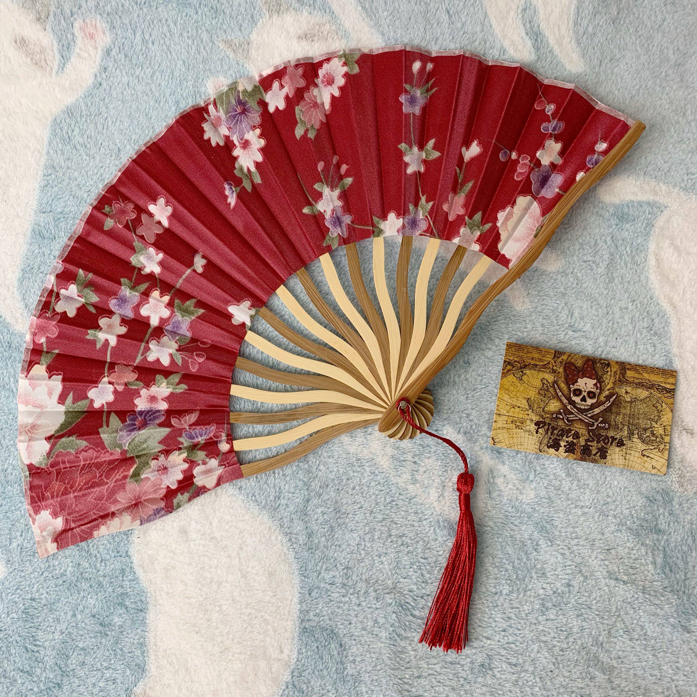 樱虹和风配色折扇lolita和服百搭款女小扇复古搭白昼梦花牌海盗商店