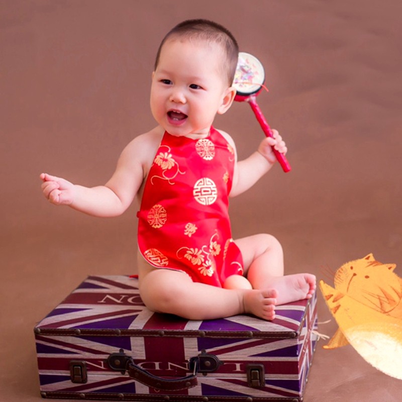 娃娃汉唐鞋服的优惠券大全—儿童肚兜中国风刺绣夏婴儿百天小兜兜1-18