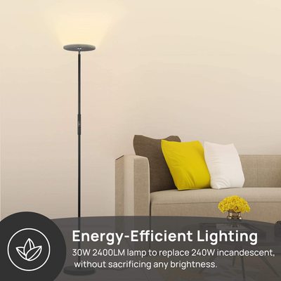 LED Torchiere 落地灯(30W,240W Eq.),超亮,2400LM ,无级可调