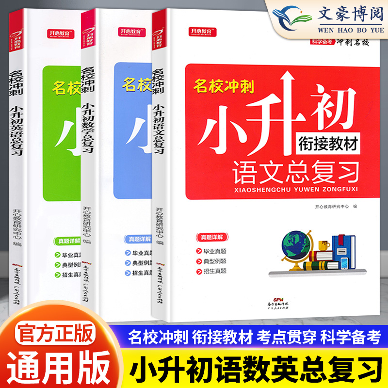 新版开心名校冲刺小升初必刷题真题卷系统总复习语文数学英语小升初名师帮你总复习毕业升学夺冠小学六年级试卷全套同步训练