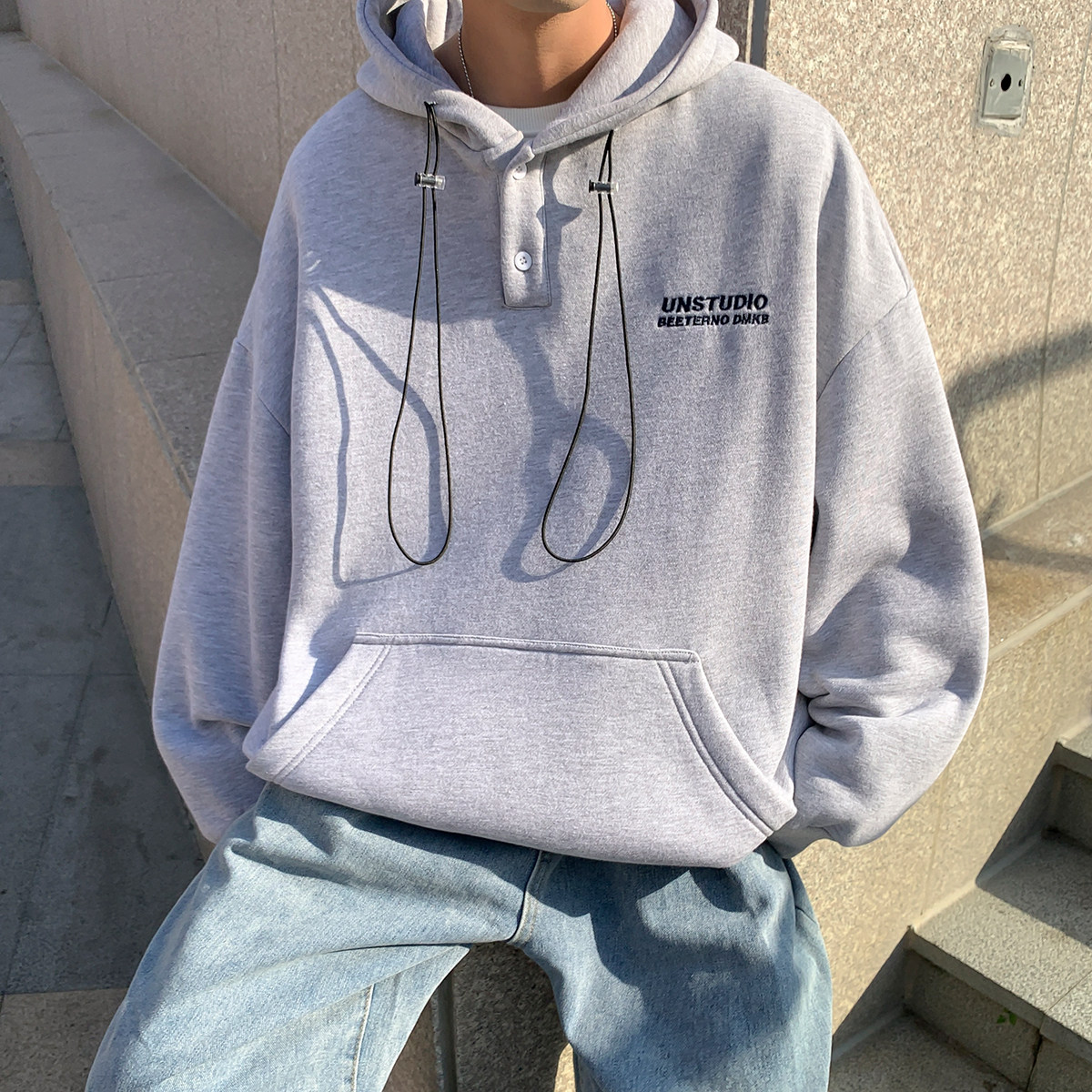 春季2022新款oversize卫衣男生连帽潮流ins潮男字母刺绣情侣外套